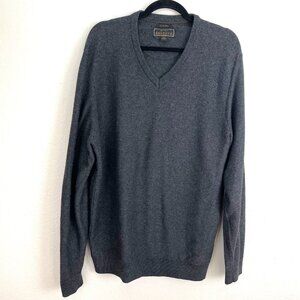Jos A Bank Reserve Mens XL Italian Yarn Gray V Neck Pullover Sweater Wool Blend